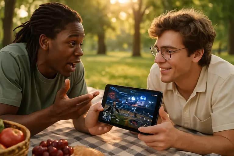 Controller, tablet, and headset arranged for remote play