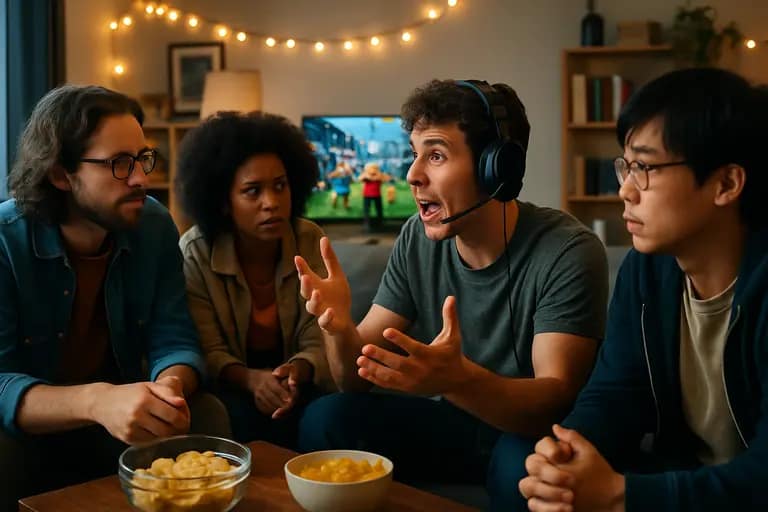 Players and creators discussing game monetization on laptops and phones
