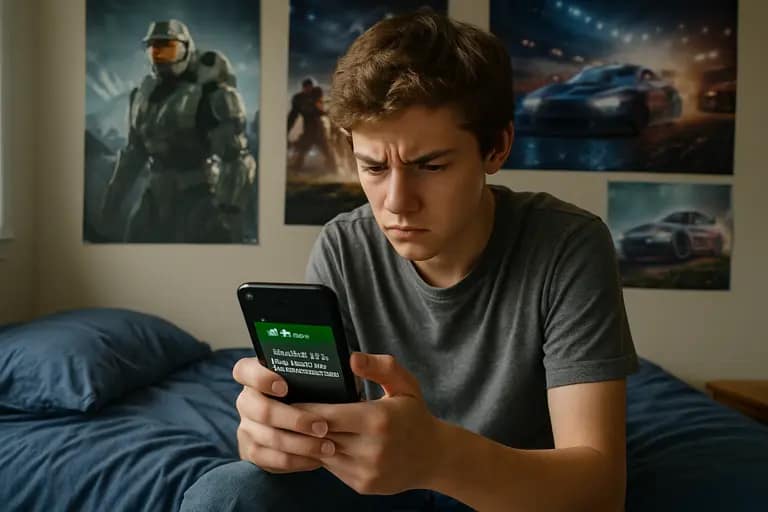 Console account settings open beside a controller on a gaming desk