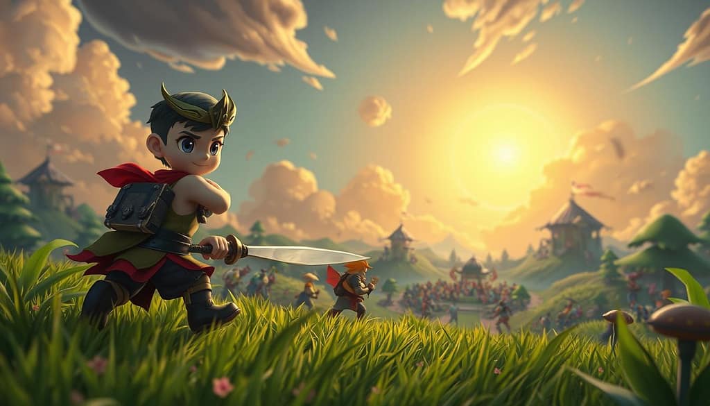 A strategic split-pushing scenario set in a vibrant, verdant battlefield. In the foreground, a nimble TP (Techies) hero expertly navigates the terrain, carefully managing minion waves and turret aggro. The middle ground depicts the opposing team's base, with its looming structures and bustling activity. In the background, a dynamic skyscape casts a warm, golden glow, creating an atmosphere of calculated tension and impending action. The lighting is soft yet directional, highlighting TP's focused expression and the intricate mechanics of split-pushing. The camera angle is slightly elevated, providing an overview of the strategic landscape and TP's decisive movements. A strategic split-pushing scenario set in a vibrant, verdant battlefield. In the foreground, a nimble TP (Techies) hero expertly navigates the terrain, carefully managing minion waves and turret aggro. The middle ground depicts the opposing team's base, with its looming structures and bustling activity. In the background, a dynamic skyscape casts a warm, golden glow, creating an atmosphere of calculated tension and impending action. The lighting is soft yet directional, highlighting TP's focused expression and the intricate mechanics of split-pushing. The camera angle is slightly elevated, providing an overview of the strategic landscape and TP's decisive movements.