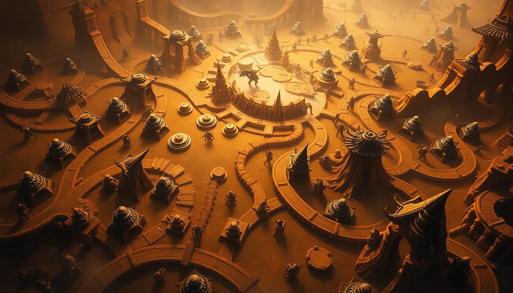 A vast, sprawling battlefield of the MOBA arena. In the foreground, a seasoned player expertly navigates the winding lanes, expertly controlling the pace and flow of the match. Intricate patterns of minion waves, jungle camps, and opposing champions converge, creating a complex web of strategic decision-making. Warm, golden light filters through the arena, illuminating the player's intense focus and calculated movements. In the middle ground, the opposing team struggles to gain a foothold, their attempts thwarted by the player's masterful lane control. The background depicts the grand scale of the MOBA map, a tapestry of interconnected pathways and objectives, setting the stage for the player's tactical dominance. A vast, sprawling battlefield of the MOBA arena. In the foreground, a seasoned player expertly navigates the winding lanes, expertly controlling the pace and flow of the match. Intricate patterns of minion waves, jungle camps, and opposing champions converge, creating a complex web of strategic decision-making. Warm, golden light filters through the arena, illuminating the player's intense focus and calculated movements. In the middle ground, the opposing team struggles to gain a foothold, their attempts thwarted by the player's masterful lane control. The background depicts the grand scale of the MOBA map, a tapestry of interconnected pathways and objectives, setting the stage for the player's tactical dominance.