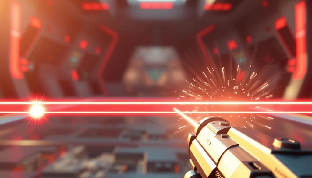 A detailed visualization of a recoil pattern and bloom effect from a laser beam, vividly illustrating the differences in weapon behavior. In the foreground, a concentrated burst of laser energy emanates from a futuristic firearm, with a clear view of the recoil dynamics—showing a dispersion of energy and light. The middle ground captures the blooming effect, with delicate wisps of light radiating outward, creating a soft halo of color. In the background, a blurred view of an abstract, high-tech landscape enhances the technical atmosphere. Use bright, dynamic lighting to emphasize the laser's intensity, with a shallow depth of field to create focus on the laser's movement. Aim for a sleek, modern aesthetic, reflecting innovation and precision, without any text or overlay distractions. A detailed visualization of a recoil pattern and bloom effect from a laser beam, vividly illustrating the differences in weapon behavior. In the foreground, a concentrated burst of laser energy emanates from a futuristic firearm, with a clear view of the recoil dynamics—showing a dispersion of energy and light. The middle ground captures the blooming effect, with delicate wisps of light radiating outward, creating a soft halo of color. In the background, a blurred view of an abstract, high-tech landscape enhances the technical atmosphere. Use bright, dynamic lighting to emphasize the laser's intensity, with a shallow depth of field to create focus on the laser's movement. Aim for a sleek, modern aesthetic, reflecting innovation and precision, without any text or overlay distractions.