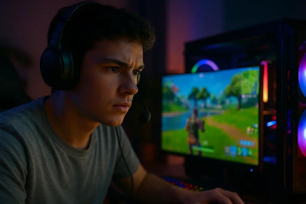 Player reviewing Free-to-Play PC spending data on a desktop setup